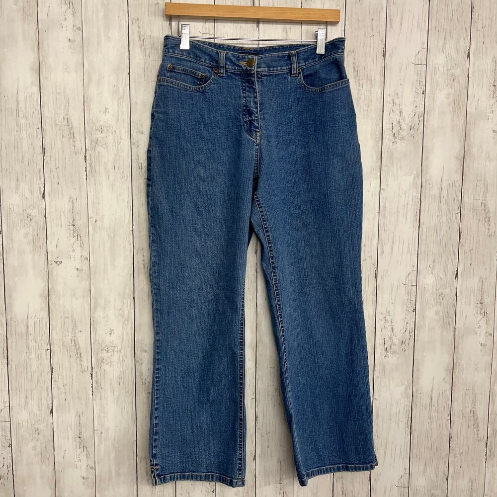 Van Heusen Mid Rise Medium Wash Straight Leg Denim Cotton Stretch Jeans 10 Short